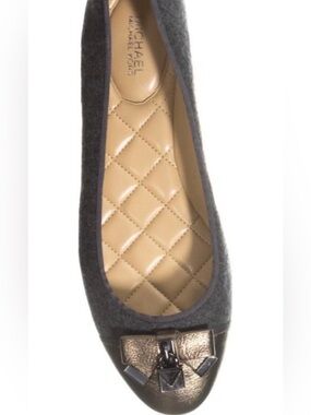 Michael Kors Gray Felt minimalist comfy Ballet Flat with Toe Accent